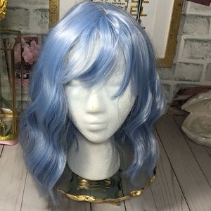 Icy Light Blue Wig - Wavy Bob w/Bangs - Hits Just Above the Shoulders - New